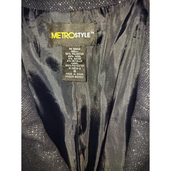 Metro Style Wool Blend Navy Peacoat Glittery Size 16 3/4 Sleeve - Picture 5 of 9